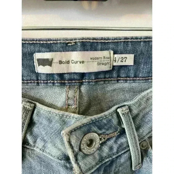 Levis Jeans Womens Size 4/27 Bold Curve Modern Rise Straight Stretch Blue Denim - Picture 3 of 7